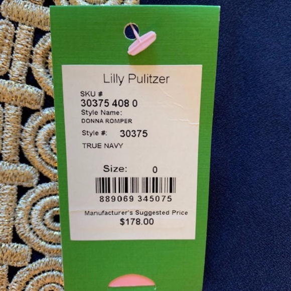 NWT Lilly Pulitzer Donna Romper in True Navy (0) - Picture 3 of 4
